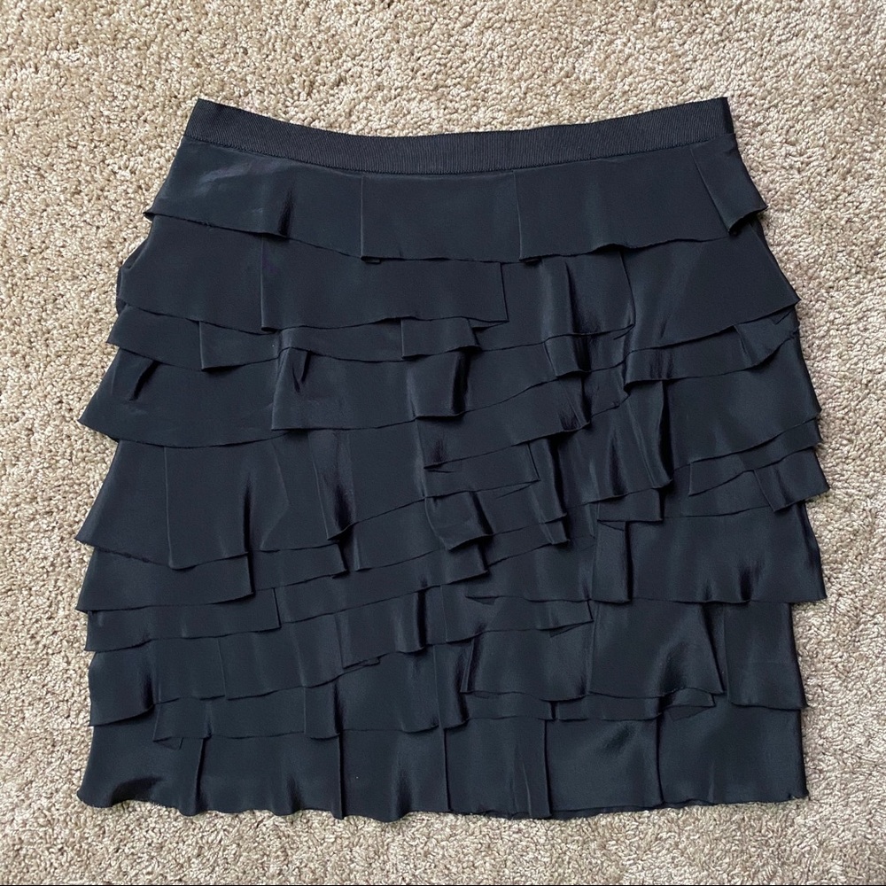 Club Monaco Black Silk Tiered Ruffles Skirt 4